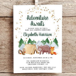 Rustic Woodland Animals Adventure Baby Shower Einladung