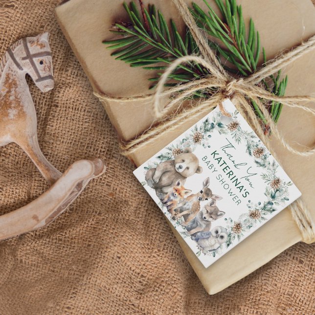 Rustic Woodland Animals Niedlich Baby Dusche Viele Geschenkanhänger (These cute thank you favor tags are perfect for your rustic, woodland animal baby shower.)