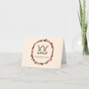 Rustic Woodland Animals Twins Thank You Dankeskarte