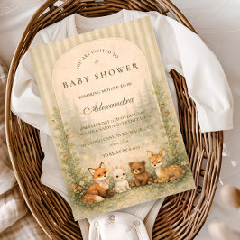 Rustic Woodland Baby Animals Baby Shower Einladung