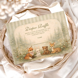Rustic Woodland Baby Animals Diapper Raffle Begleitkarte