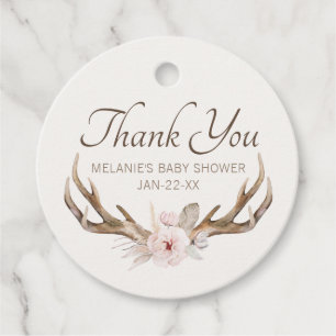 Rustic Woodland Babydusche Danke Tag - Boho W Geschenkanhänger
