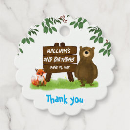 Rustic Woodland Bear Fox Forest Animals Birthday Geschenkanhänger
