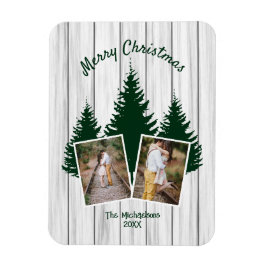 Rustic Woodland Christmas Photo Magnet