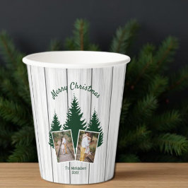 Rustic Woodland Christmas Photo Pappbecher