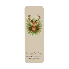 Rustic Woodland Deer Head with Winter Foliage -
