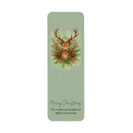Rustic Woodland Deer Head with Winter Foliage -