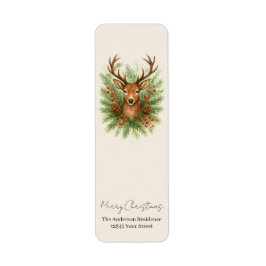Rustic Woodland Deer Head with Winter Foliage -
