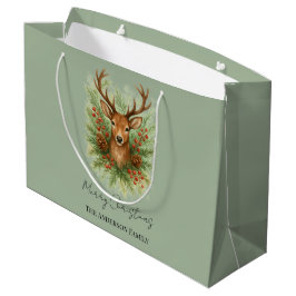 Rustic Woodland Deer Head with Winter Foliage - Große Geschenktüte