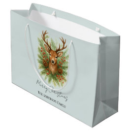 Rustic Woodland Deer Head with Winter Foliage - Große Geschenktüte