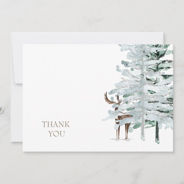 Rustic Woodland Deer Personalized Thank You Card Dankeskarte (Vorderseite)