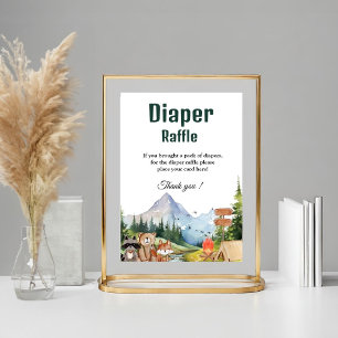 Rustic Woodland Diaper Tombola Baby Dusche Zeichen Poster