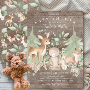 Rustic Woodland Forest Animals Baby Shower Einladung