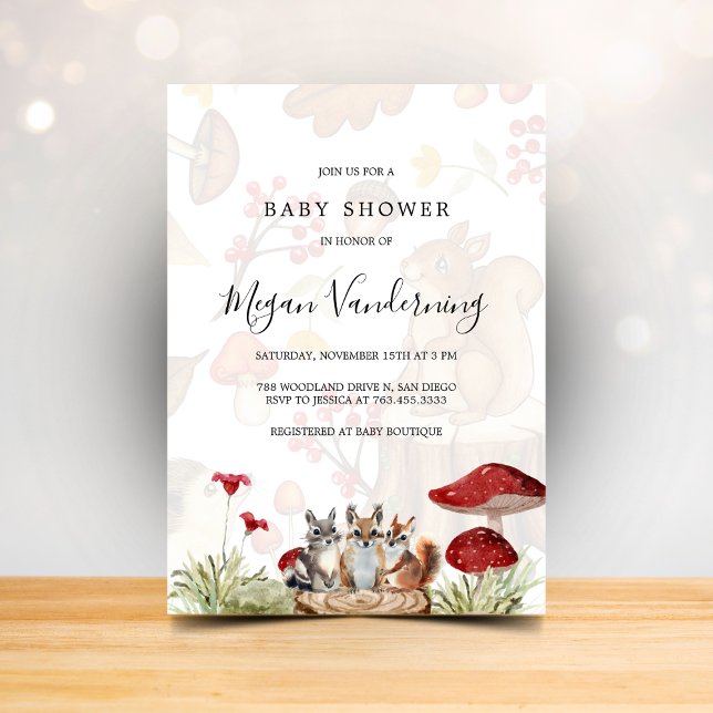 Rustic Woodland Forest Baby Shower Invitation Einladung (Von Creator hochgeladen)