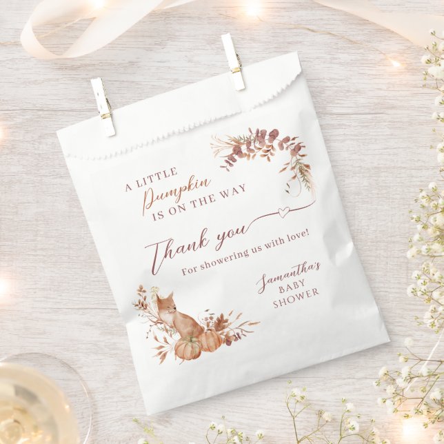 Rustic Woodland Fox Pumpkin Thank You Geschenktütchen (Ausgeschnitten)