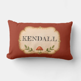 Rustic Woodland Mushroom Custom Name Lendenkissen