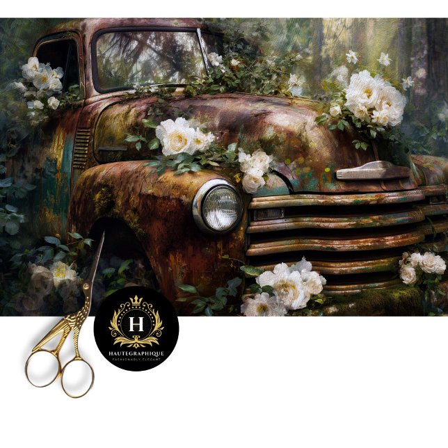 Rustic Woodland Rose Truck Decoupage Seidenpapier (Von Creator hochgeladen)
