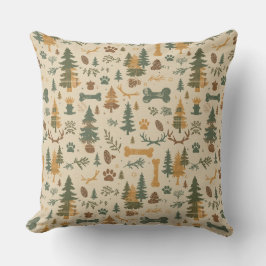 Rustic Woodland Throw Pillow – Lodge‑Inspired Pet Kissen
