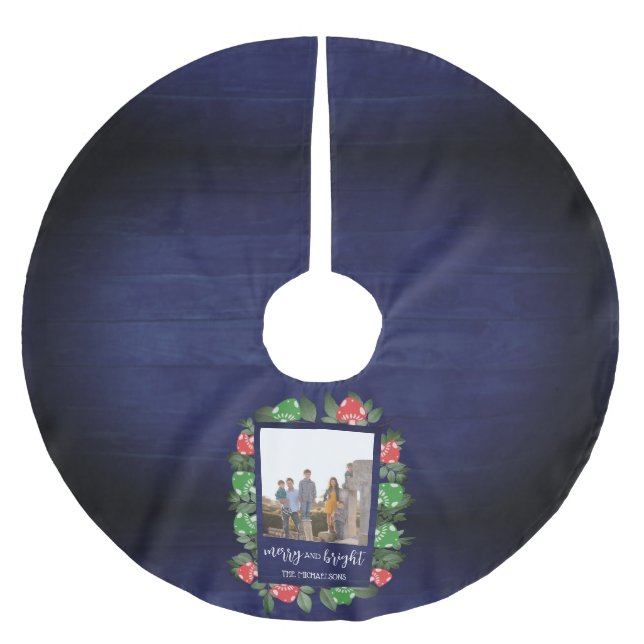 Rustic Woodland Whimsical Mushrooms Christmas Polyester Weihnachtsbaumdecke (Vorderseite)