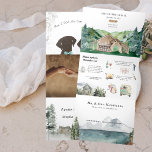 Rustic Woods Barn Wedding | Tri-Fold Invitation Dreifach Gefaltete Einladung<br><div class="desc">Set the tone for a rustic woodsy wedding with a custom weekend in the woods itinerary invitation. This "roomy" invitation is a great way to give your guests additional information on the wedding. These tri-fold cards can list the festivities surrounding your wedding weekend, such as welcome cocktails, after-parties, and morning...</div>