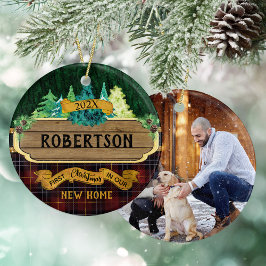 Rustic Woods Christmas New Zuhause Family Foto Keramik Ornament