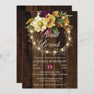 Rustic Woodsy Lighted Wreath Bridal Brunch Einladu Einladung