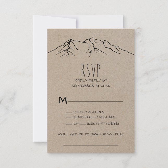 Rustic Woodsy Mountain Song Anfrage RSVP Card (Vorderseite)