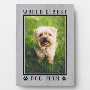 Rustic World's Best Dog Mom Pfotenabdrücke Haustie Fotoplatte