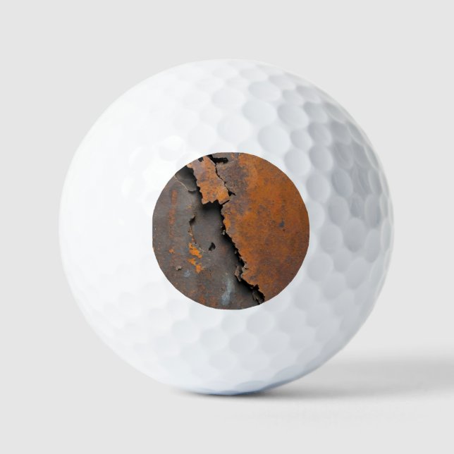 Rustic 'Worn' Metal Keychain  Golfball (Vorderseite)