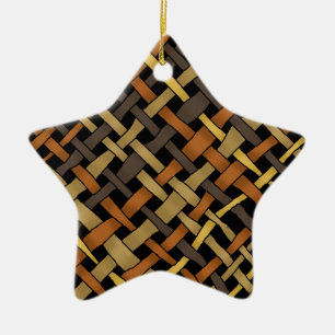 Rustic Woven Graphic Burlap Natural Colors Keramik Ornament