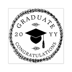 Rustic Wreath Graduate Gratulation Jahr Gummistempel