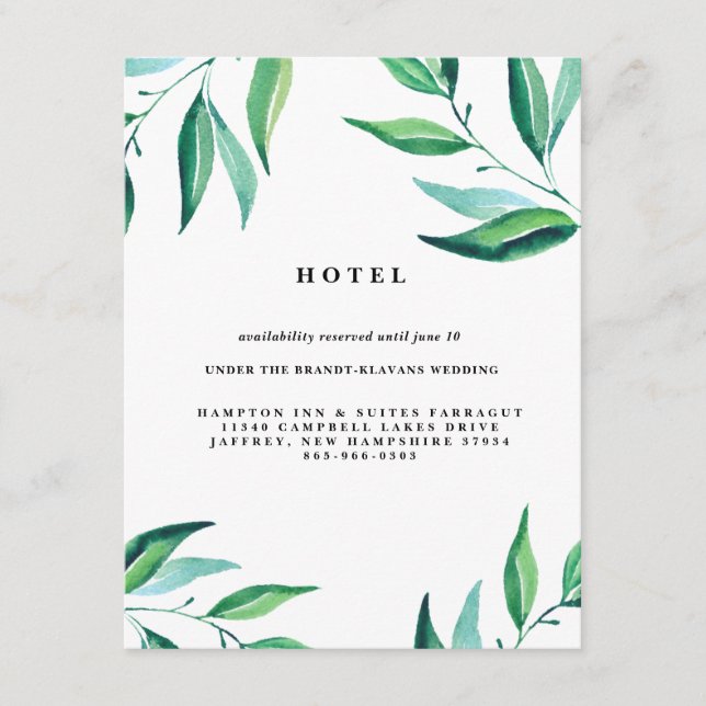 Rustic Wreath Greenerity Wedding Hotel Card Begleitkarte (Vorderseite)