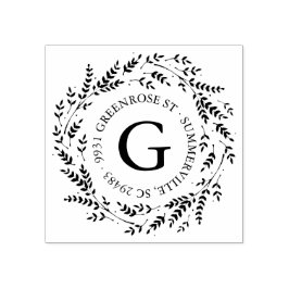 Rustic Wreath Monogram Address Briefmarke Gummistempel