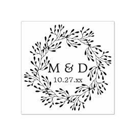 Rustic Wreath Monogram Wedding Gummistempel