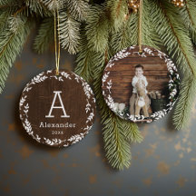 Rustic Wreath Photo and Monogram Keepsake