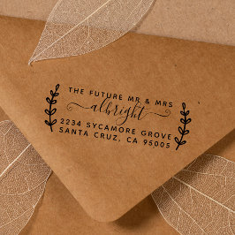 Rustic Wreath & Script "Future Mr & Mrs." Rede Gummistempel
