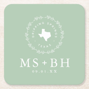 Rustic Wreath Texas Wedding Monogram Größe Rechteckiger Pappuntersetzer