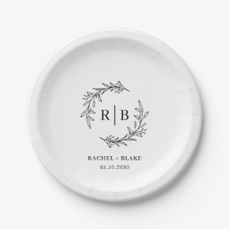 Rustic Wreath Wedding Probe Party Pappteller