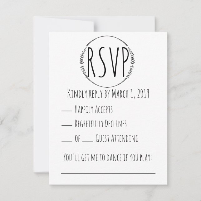Rustic Wreath Wedding RSVP Karte (Vorderseite)