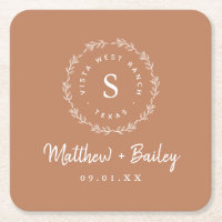 Rustic Wreath Wedge Monogram | Terra Cotta