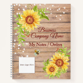 Rustic Yellow Sunflower Custom Business Notebook Notizbuch