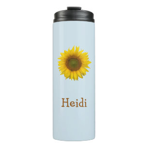 Rustic Yellow Sunflower Cute Blue Thermosbecher