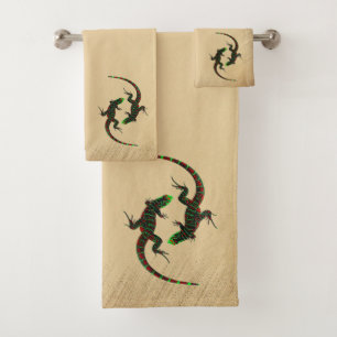 Rustic Yin Yang Lizards Badhandtuch Set