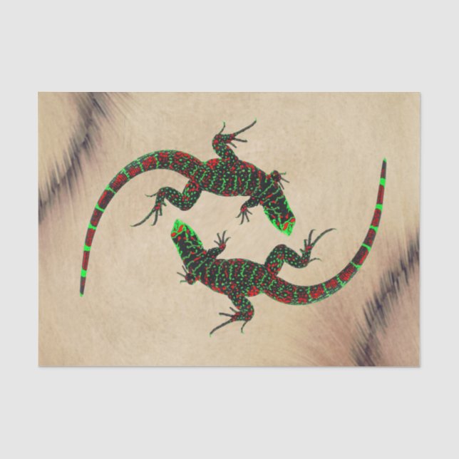 Rustic Yin Yang Lizards Seidenpapier (Vorderseite)