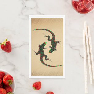 Rustic Yin Yang Lizards Serviette