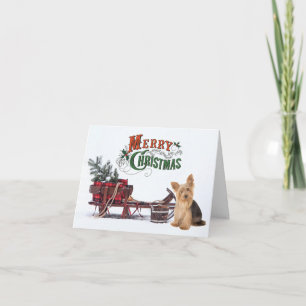 Rustic Yorkie Christmas Karte