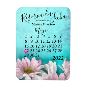Rústico Margarita Floral Acuarel Reserva la Fecha Magnet