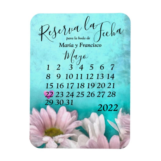 Rústico Margarita Floral Acuarel Reserva la Fecha Magnet (Vertikal)