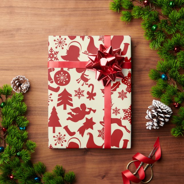 RusticRed Muster Festives Weihnachtspapier Geschenkpapier (Feiertagsgeschenk)