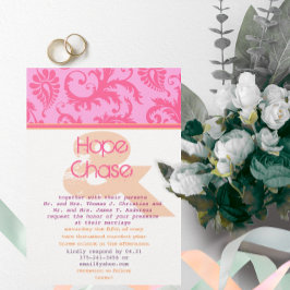 RusticVintage Viktorianisch Pink Damask Foto Hochz Einladung